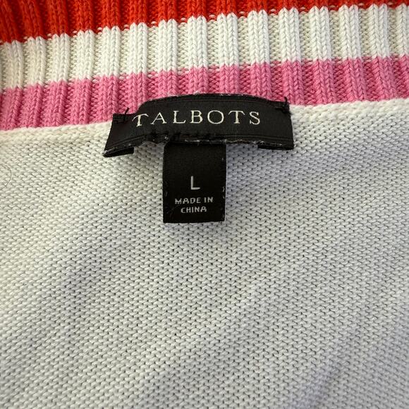 Talbots Cream Cable Knit Tennis Sweater Fisherman Size L - Picture 4 of 4